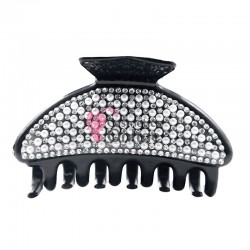 Clama pentru prins parul tip cleste CLM004 Negru cu strasuri argintii si perle